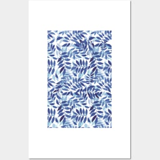 Abstract Blue Leaves Posters and Art